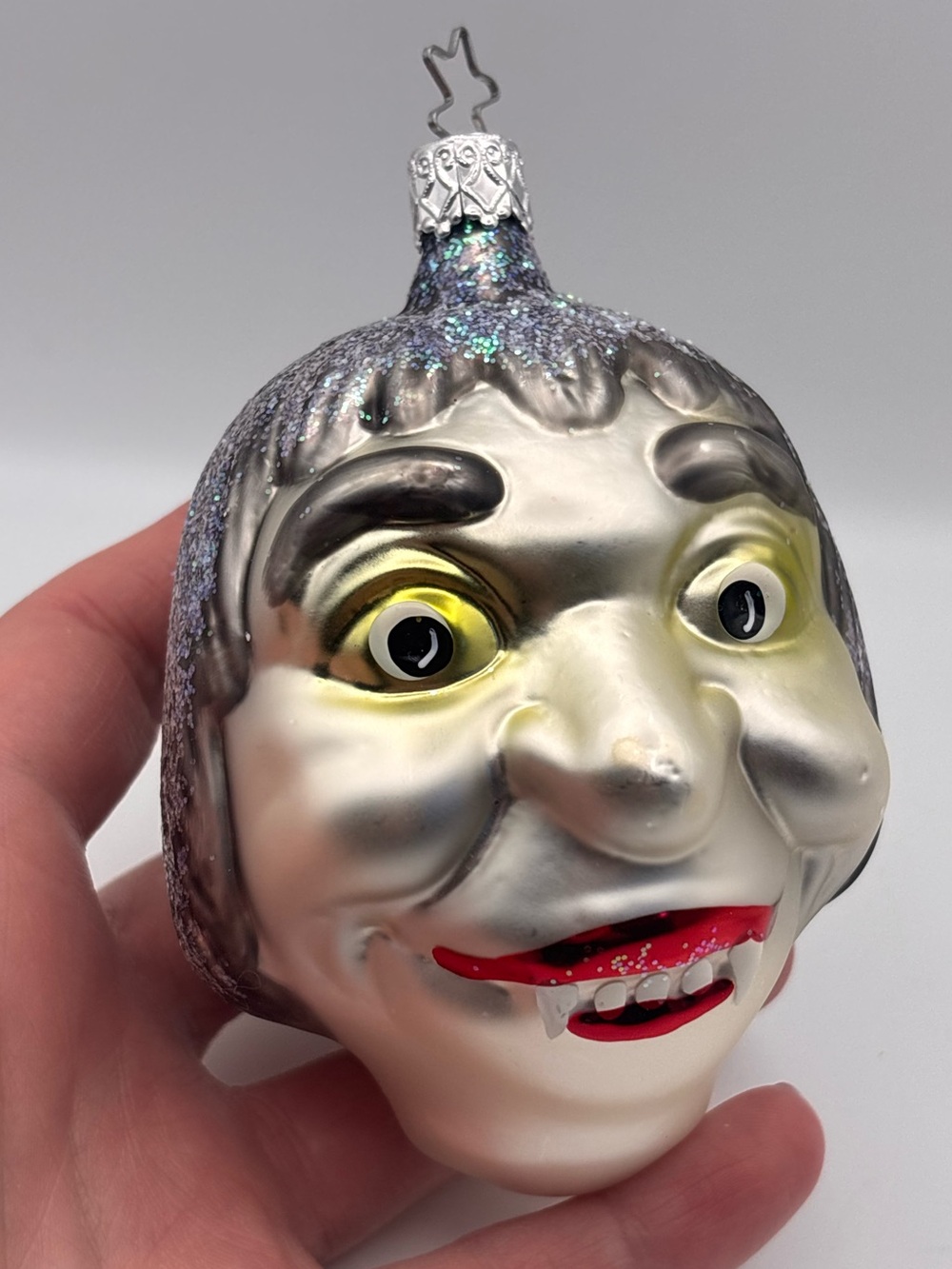 Handmade Glitter Vampire Ornament, Halloween Decor, Viktor Vampire by Inge Glas